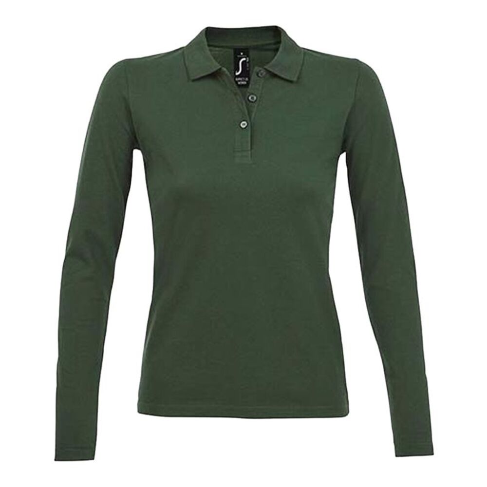 SOLS Womens/Ladies Perfect Pique Long-Sleeved Polo Shirt / Bottle Green